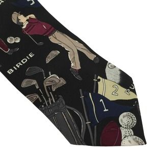 American Sports Men Neck Tie Golf Design Blue Grey Black Polyester Necktie USA